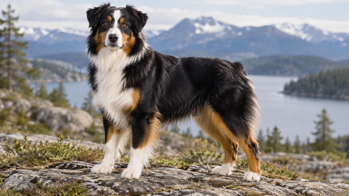 Avustralya Çoban Köpeği köpek — siyah tricolor renk