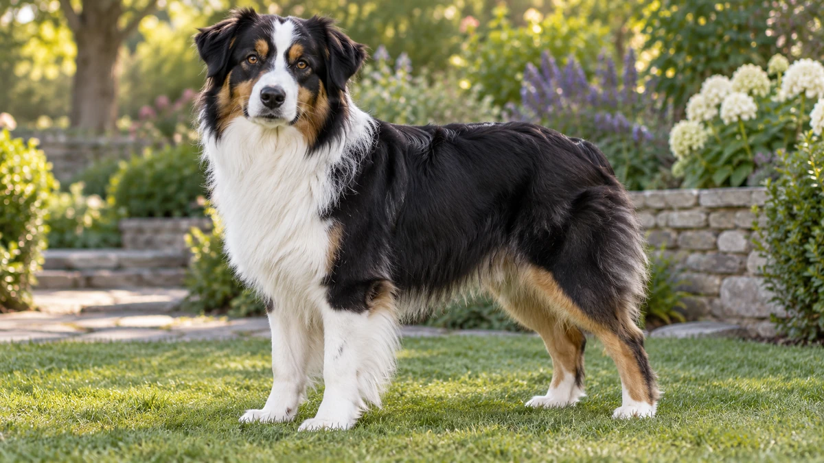 Avustralya Çoban Köpeği köpek — siyah-beyaz-tan renk