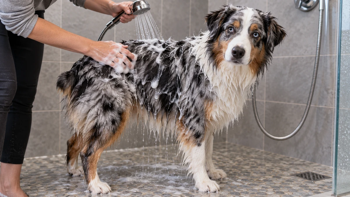 Avustralya Çoban Köpeği köpek — banyo ve temizlik