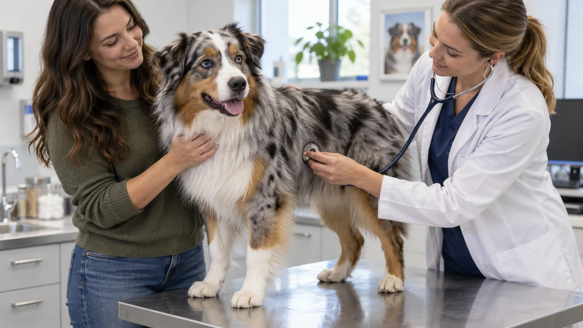 Avustralya Çoban Köpeği köpek — veteriner kontrolü